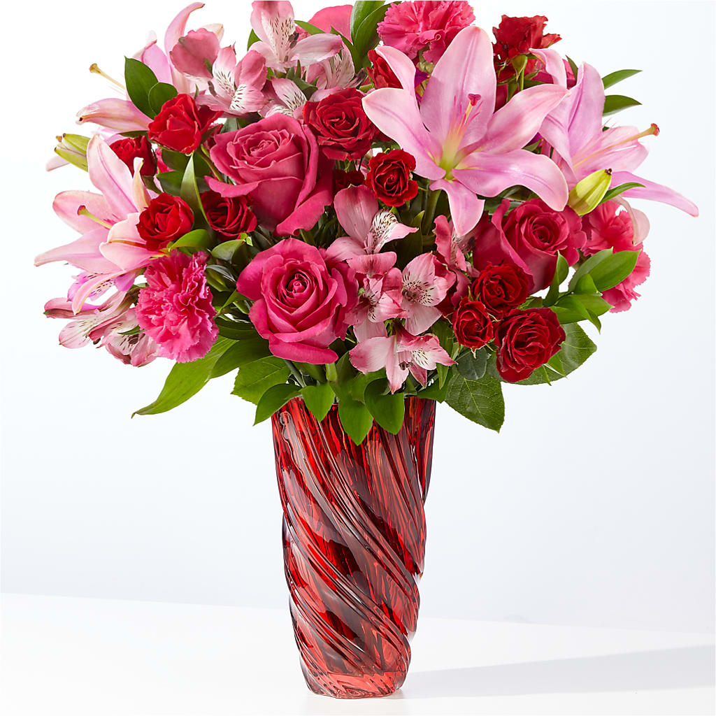In Love Bouquet with Luxe Swirl Vase – Bloomsy Flowers And Supply, Clayton NC