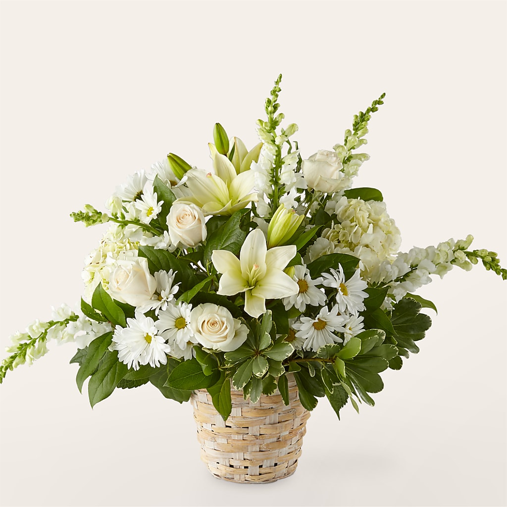 Ivory Elegance Floral Basket – Bloomsy Flowers And Supply, Clayton NC