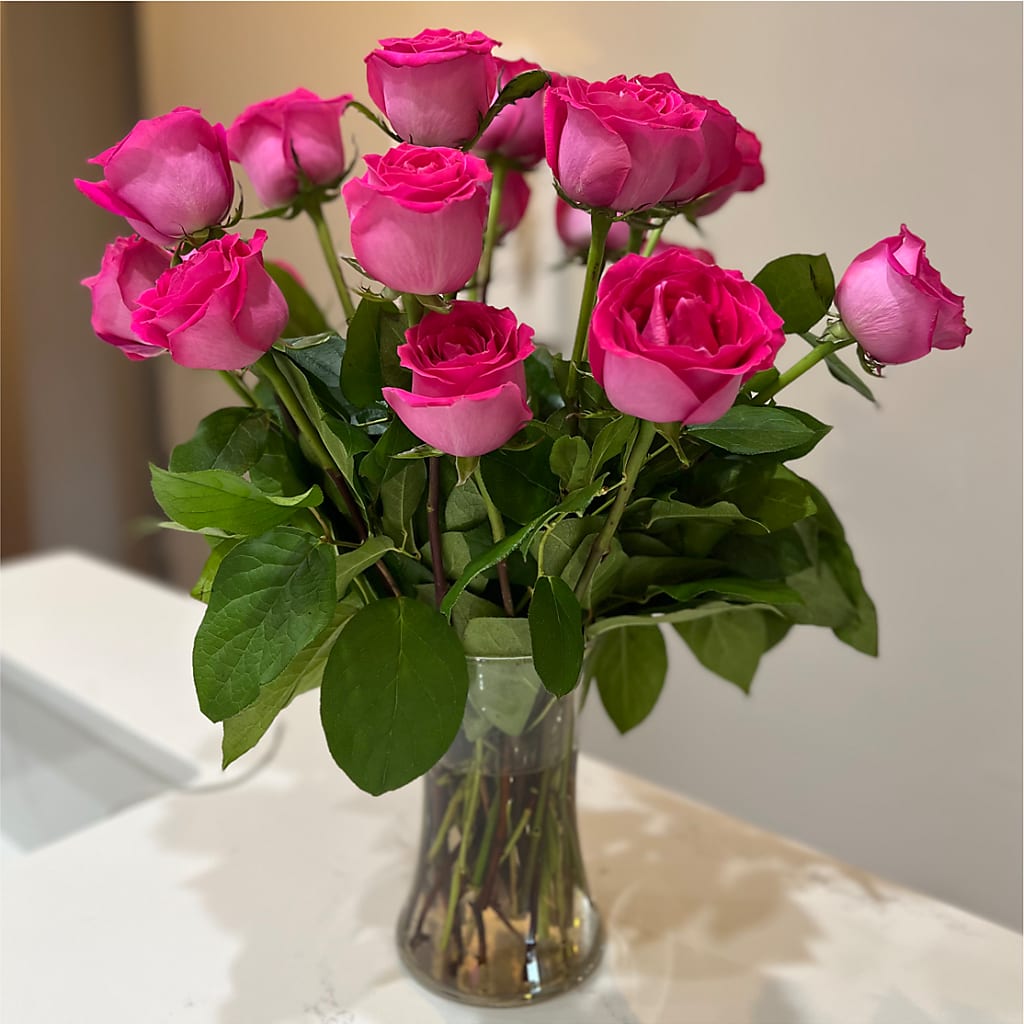 Long Stem Pink Rose Bouquet –  Bloomsy Flowers And Supply, Clayton NC