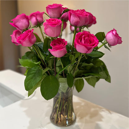 Long Stem Pink Rose Bouquet –  Bloomsy Flowers And Supply, Clayton NC